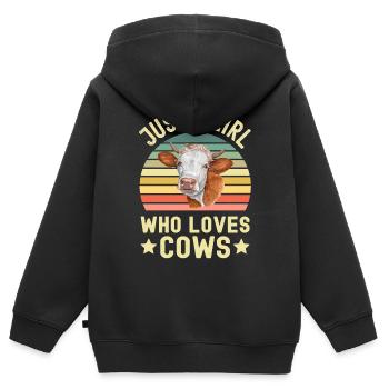 Vaches vaches - Sweat Premium à capuche zippé enfant bio - noir - Dos - AI Model Kid Male (0cm)