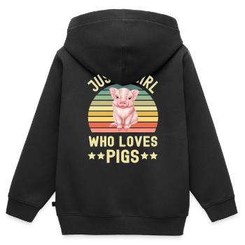Cochons Cochons - Sweat Premium à capuche zippé enfant bio - noir - Dos - AI Model Kid Male (0cm)