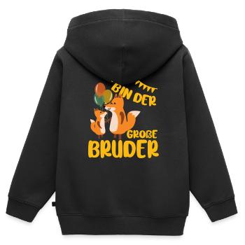 Geschwister Fuchs - Ich Bin der Grosse Bruder - Kinder Premium Organic Zip Hoodie - Schwarz - Hinten - AI Model Kid Male (0cm)