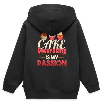 Kuchen Der Leidenschafts geschenk Verziert - Kinder Premium Organic Zip Hoodie - Schwarz - Hinten - AI Model Kid Male (0cm)