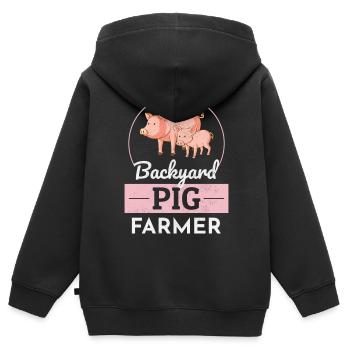 Hinterhof Schweine Bauer Tierhaltung Bauernhof Lustig - Kinder Premium Organic Zip Hoodie - Schwarz - Hinten - AI Model Kid Male (0cm)