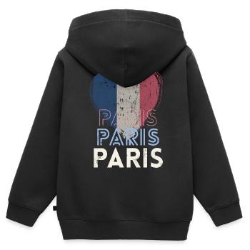 Retro-Abzeichen, Paris Frankreich ist meine Heimatstadt - Kinder Premium Organic Zip Hoodie - Schwarz - Hinten - AI Model Kid Male (0cm)