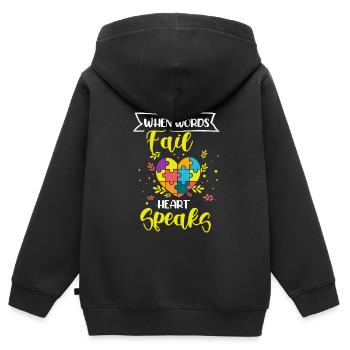 Autisme Cadeau Autiste Asperger TDAH Autisme - Sweat Premium à capuche zippé enfant bio - noir - Dos - AI Model Kid Male (0cm)