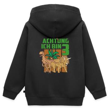 Achtung ich bin Drei - Kinder Premium Organic Zip Hoodie - Schwarz - Hinten - AI Model Kid Male (0cm)