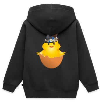 bayerisches Küken mit Trachtenhut in Eierschale - Kinder Premium Organic Zip Hoodie - Schwarz - Hinten - AI Model Kid Male (0cm)