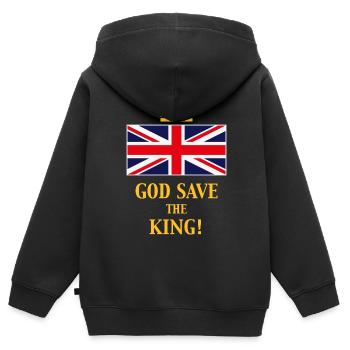 God Save The King! (England / Great Britain / 4C) - Kinder Premium Organic Zip Hoodie - Schwarz - Hinten - AI Model Kid Male (0cm)