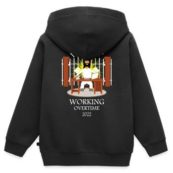 Gott macht Überstunden - Kinder Premium Organic Zip Hoodie - Schwarz - Hinten - AI Model Kid Male (0cm)