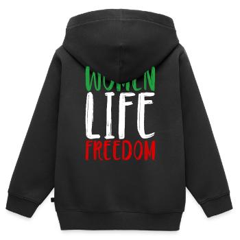 Femmes Vie Liberté Femmes Femmes Droits des femmes Iran - Sweat Premium à capuche zippé enfant bio - noir - Dos - AI Model Kid Male (0cm)