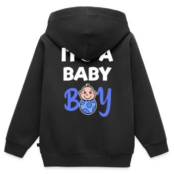 Allaitement Déclaration du bébé Enfant de la famille enceinte - Sweat Premium à capuche zippé enfant bio - noir - Dos - AI Model Kid Male (0cm)