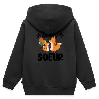 Future Grande Sœur Renards Annonce Grossesse - Kinder Premium Organic Zip Hoodie - Schwarz - Hinten - AI Model Kid Male (0cm)