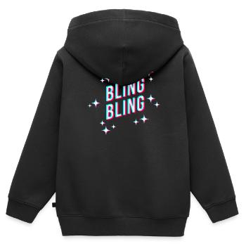 bling bling funkelnde sterne spruch sticker cool - Kinder Premium Organic Zip Hoodie - Schwarz - Hinten - AI Model Kid Male (0cm)