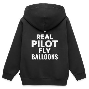 Montgolfière Montgolfière Montgolfière - Sweat Premium à capuche zippé enfant bio - noir - Dos - AI Model Kid Male (0cm)