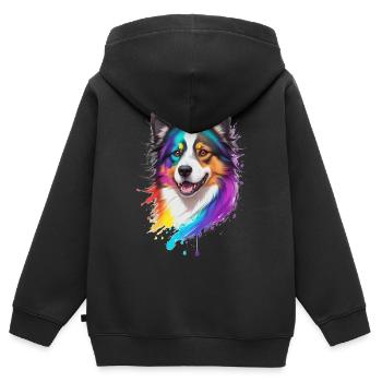 Collie - Kinder Premium Organic Zip Hoodie - Schwarz - Hinten - AI Model Kid Male (0cm)
