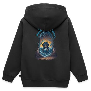 Affe - Kinder Premium Organic Zip Hoodie - Schwarz - Hinten - AI Model Kid Male (0cm)