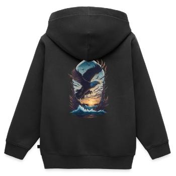Adler Flasche - Kinder Premium Organic Zip Hoodie - Schwarz - Hinten - AI Model Kid Male (0cm)