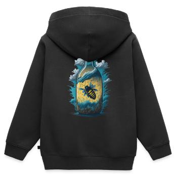 Biene Flasche - Kinder Premium Organic Zip Hoodie - Schwarz - Hinten - AI Model Kid Male (0cm)