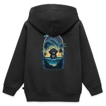 Affe - Kinder Premium Organic Zip Hoodie - Schwarz - Hinten - AI Model Kid Male (0cm)