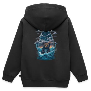 Bär Flasche - Kinder Premium Organic Zip Hoodie - Schwarz - Hinten - AI Model Kid Male (0cm)