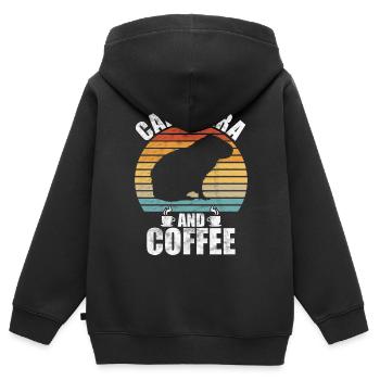 Capybara Zootier Design - Kinder Premium Organic Zip Hoodie - Schwarz - Hinten - AI Model Kid Male (0cm)