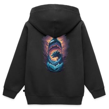 Drachen Flasche - Kinder Premium Organic Zip Hoodie - Schwarz - Hinten - AI Model Kid Male (0cm)