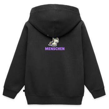Ich hasse Menschen - Kinder Premium Organic Zip Hoodie - Schwarz - Hinten - AI Model Kid Male (0cm)