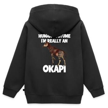 Okapi Zoo Expedition - Kinder Premium Organic Zip Hoodie - Schwarz - Hinten - AI Model Kid Male (0cm)