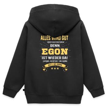 Alles wird gut denn Egon Ist da Outfit - Kinder Premium Organic Zip Hoodie - Schwarz - Hinten - AI Model Kid Male (0cm)