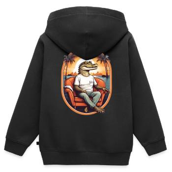 Alligator on sofa - Kids Premium Organic Zip-up Hoodie - black - Back - AI Model Kid Male (0cm)