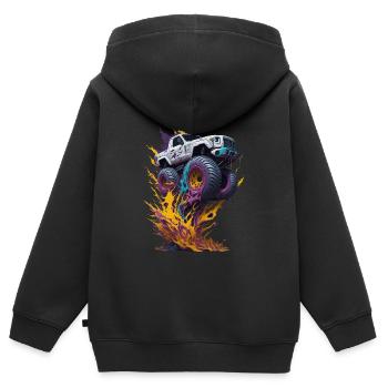 Monstertruck - Kinder Premium Organic Zip Hoodie - Schwarz - Hinten - AI Model Kid Male (0cm)