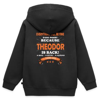 Everything will be fine Theodor Is back - Kids Premium Organic Zip-up Hoodie - black - Back - AI Model Kid Male (0cm)