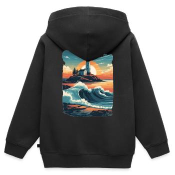 Phare - Sweat Premium à capuche zippé enfant bio - noir - Dos - AI Model Kid Male (0cm)