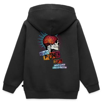 TDAH = NEUROPUNK (imprimé combiné) - Sweat Premium à capuche zippé enfant bio - noir - Dos - AI Model Kid Male (0cm)