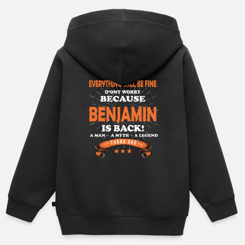 Tout ira bien Benjamin est de retour - Sweat Premium à capuche zippé enfant bio - noir