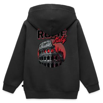 Kolosseum Rom Italien Stadt Skyline Kunst - Kinder Premium Organic Zip Hoodie - Schwarz - Hinten - AI Model Kid Male (0cm)