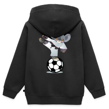 FUSSBALLSPIELER, JUDO-KARATE-ATHLET - Kinder Premium Organic Zip Hoodie - Schwarz - Hinten - AI Model Kid Male (0cm)