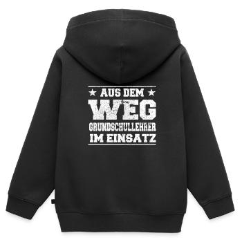 Aus dem Weg Grundschullehrer im Einsatz Design - Kinder Premium Organic Zip Hoodie - Schwarz - Hinten - AI Model Kid Male (0cm)