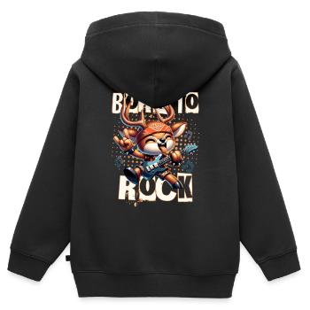 BORN TO ROCK - Kinder Premium Organic Zip Hoodie - Schwarz - Hinten - AI Model Kid Male (0cm)