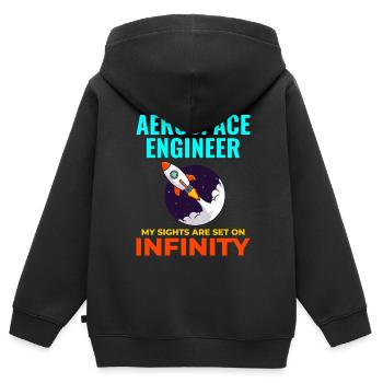 Luft- und Raumfahrtingenieur Raumfahrtraketenwissenschaftler - Kinder Premium Organic Zip Hoodie - Schwarz - Hinten - AI Model Kid Male (0cm)