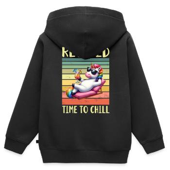 Ruhestand Rentner Rentnerin - Kinder Premium Organic Zip Hoodie - Schwarz - Hinten - AI Model Kid Male (0cm)
