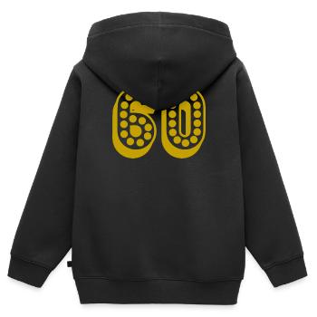 60. 60 JAHRE. 60-JÄHRIGES JUBILÄUM. 60. GEBURTSTAG. - Kinder Premium Organic Zip Hoodie - Schwarz - Hinten - AI Model Kid Male (0cm)
