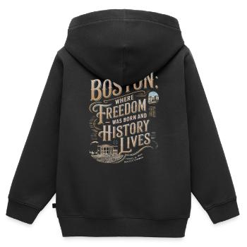 Boston: Wo die Freiheit geboren wurde und die Geschichte lebt - Kinder Premium Organic Zip Hoodie - Schwarz - Hinten - AI Model Kid Male (0cm)