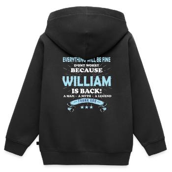 Everything will be fine William Is back - Kids Premium Organic Zip-up Hoodie - black - Back - AI Model Kid Male (0cm)