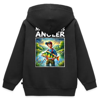 Jeunes pêcheurs - Sweat Premium à capuche zippé enfant bio - noir - Dos - AI Model Kid Male (0cm)