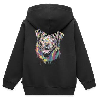 Colorful Dripping Dog - Kids Premium Organic Zip-up Hoodie - black - Back - AI Model Kid Male (0cm)