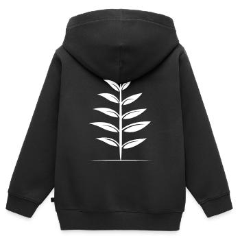 Natur Blatt einfach Outdoor simpel Baum Linien - Kinder Premium Organic Zip Hoodie - Schwarz - Hinten - AI Model Kid Male (0cm)