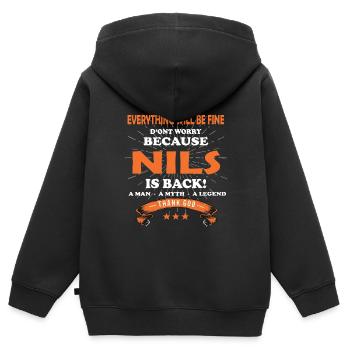 Tout ira bien Nils est de retour - Sweat Premium à capuche zippé enfant bio - noir - Dos - AI Model Kid Male (0cm)