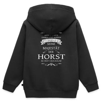 Seine Majestät der Horst betritt den Raum - Kinder Premium Organic Zip Hoodie - Schwarz - Hinten - AI Model Kid Male (0cm)