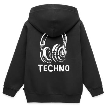Techno Kopfhörer - Musik Fans Electro und Beats - Kinder Premium Organic Zip Hoodie - Schwarz - Hinten - AI Model Kid Male (0cm)