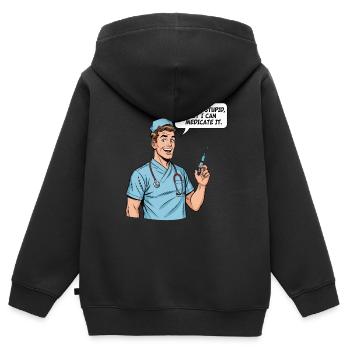 Drôle de dicton d’infirmière – Médicament contre la stupidité - Sweat Premium à capuche zippé enfant bio - noir - Dos - AI Model Kid Male (0cm)