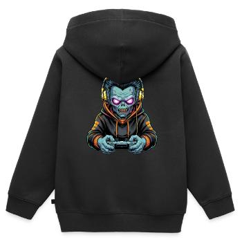 Zombie Zocker Power: Level Up mit Untoten! - Kinder Premium Organic Zip Hoodie - Schwarz - Hinten - AI Model Kid Male (0cm)